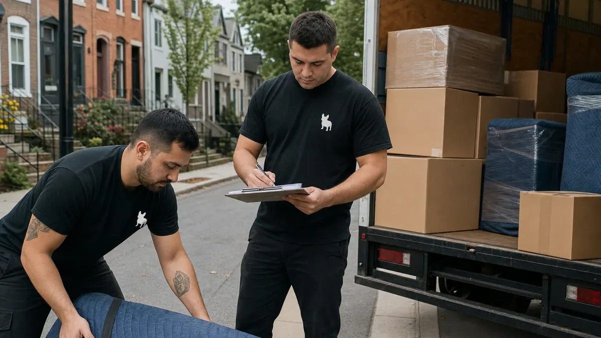 Bulldog Movers boxes and wrapped furniture preparation for Frederick moving services