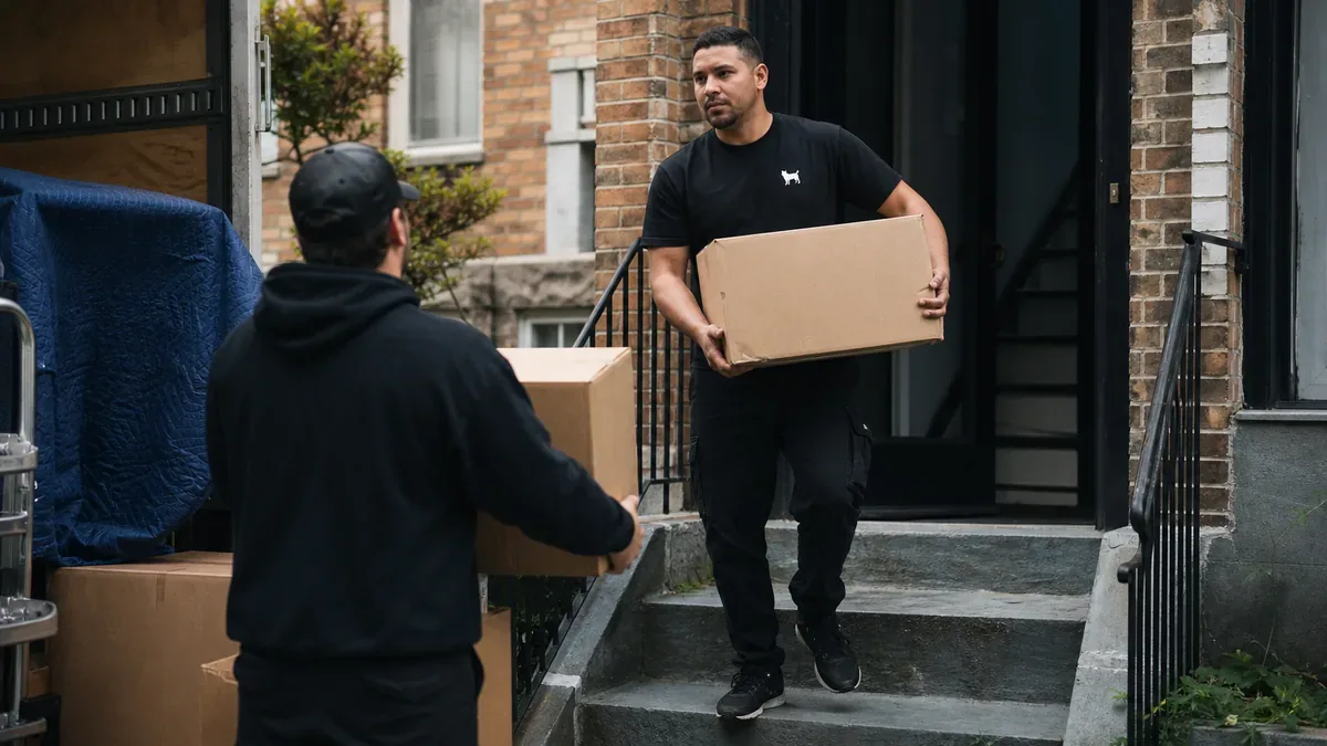 Bulldog Movers box carrying for apartment and home moves for Wheaton moving services