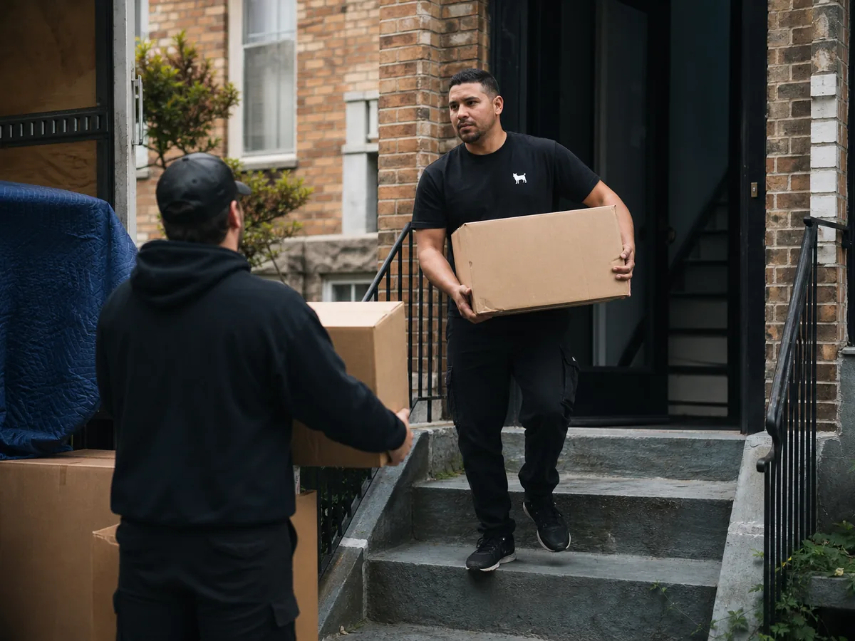 Bulldog Movers careful box carrying for Wheaton moving customers