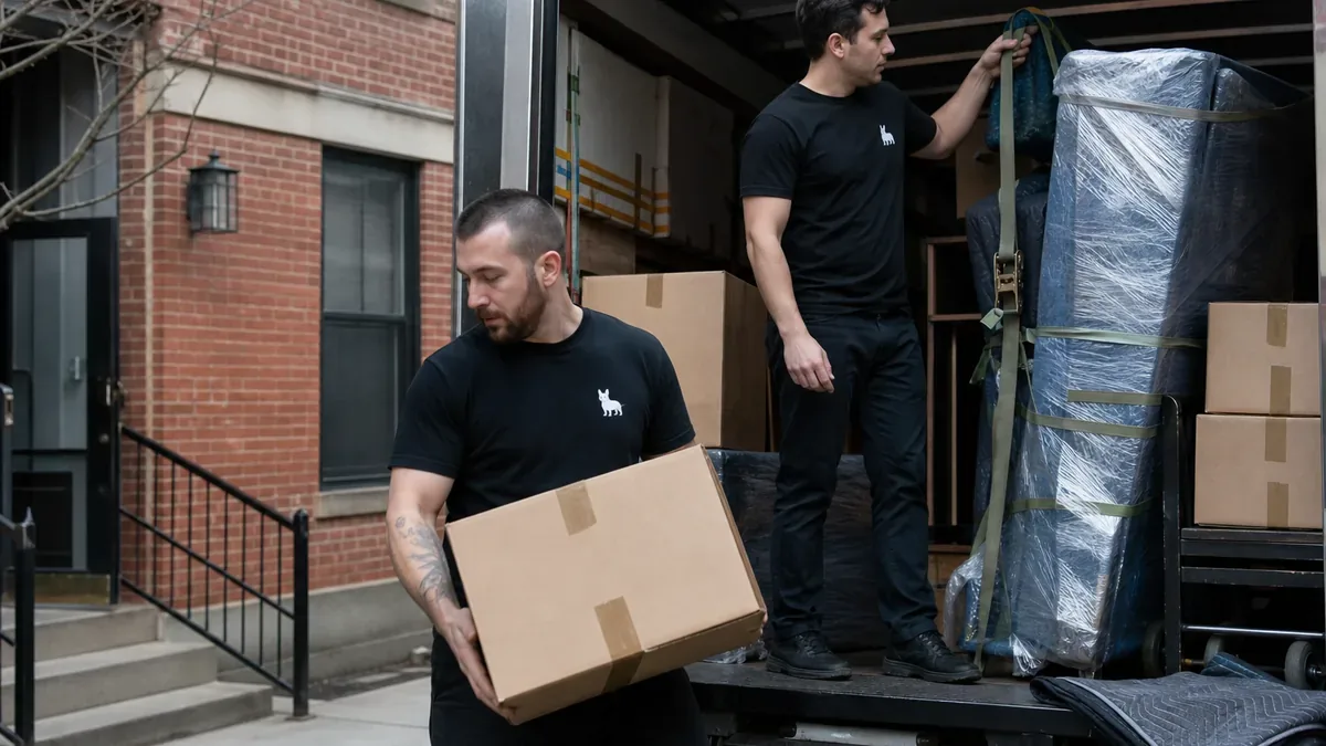 Bulldog Movers crew preparing a protected household load for a DC to Boston move
